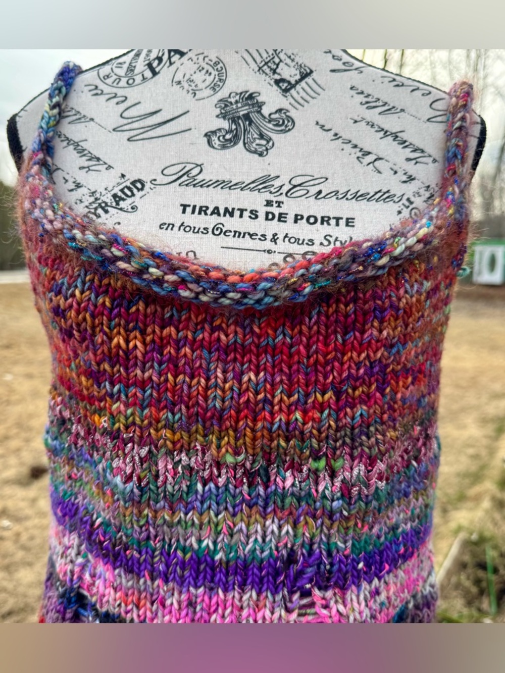 Multicolor Knit Tank Top - Women's Striped Yarn Tank with Destruction - Picture 7 of 17